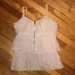 White eyelet top